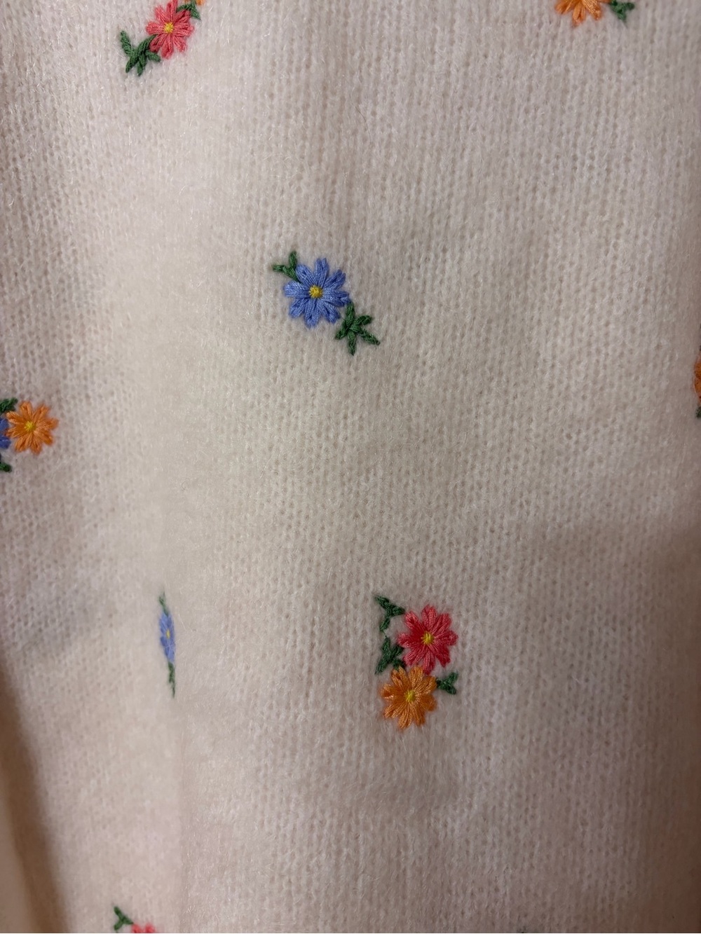 Sezane Cream Floral Embroidered Crewneck Sweater - Picture 4 of 6